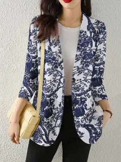 Blazer con botones y estampado de plantas