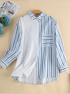 Solapa Patchwork Rayas Algodón Camisa