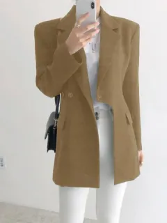 Long-sleeved plain asymmetric blazer