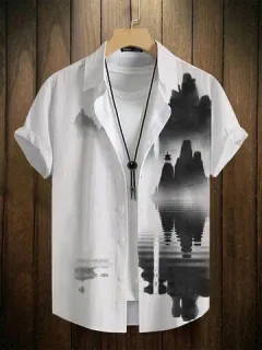 Camisas de pintura de tinta de paisaje chino