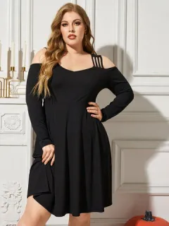 Halloween Cold Shoulder Plus Size Dress