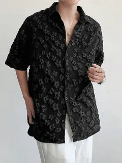 Solapa Jacquard Floral Camisa