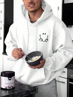 Sudaderas con capucha con estampado de sonrisa en el pecho