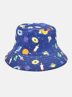 Cubo con estampado de dibujos animados superpuesto unisex Sombrero