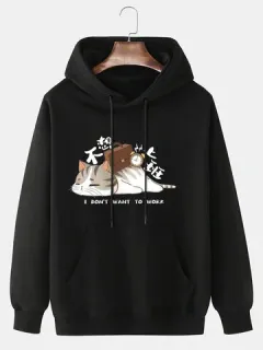 Sudaderas con capucha y estampado de eslogan Cartoon Gato