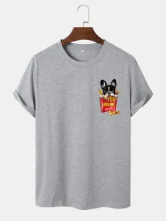 Camisetas con estampado de papas fritas en el pecho