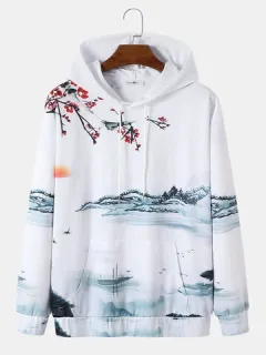 Sudaderas con estampado de paisaje floral