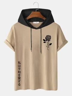 Camisetas con capucha y estampado de rosas japonesas