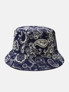 Sombreros de pescador plegables con estampado de Paisley de lona unisex