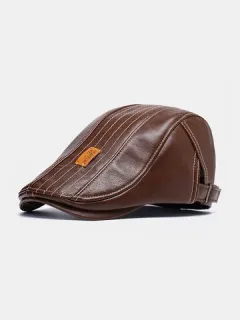 COLLROWN Cuero artificial Sombrero Keep Warm Oreja Boina informal protegida Sombrero Gorras planas