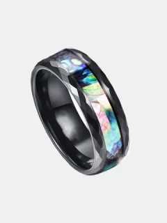 Colorful inlaid shell rings