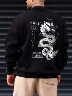 Sudaderas japonesas con estampado trasero Dragón