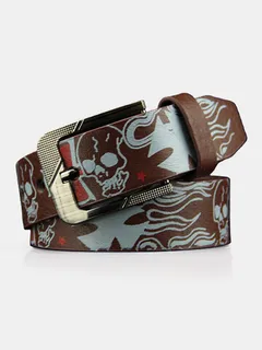 Men PU Skull Pattern Belt