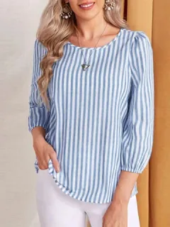 Blusa de rayas con mangas abullonadas