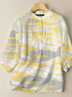 High Neck Tie Dye Blouse