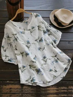 Blusa de manga corta con estampado de flores