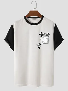 Caricatura Panda Camisetas estampadas en contraste