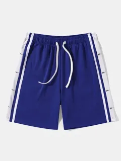 Shorts bordados con lazo a rayas laterales