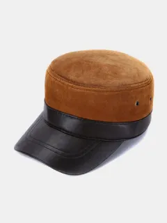 Hombres Durable Piel Genuina Gorra plana cálida y transpirable