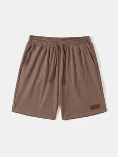 Shorts de canalé con aplique de letras