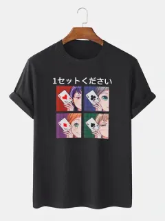 Camisetas con gráficos de póquer de anime japonés