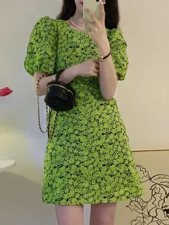 Puff Sleeve All Floral Dress