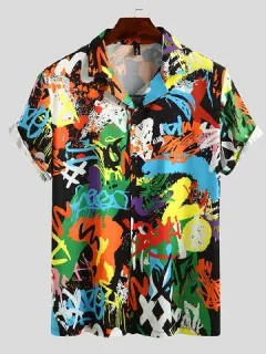 Camisas de manga corta con estampado colorido