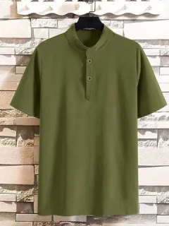 Henley de textura sólida Camisa