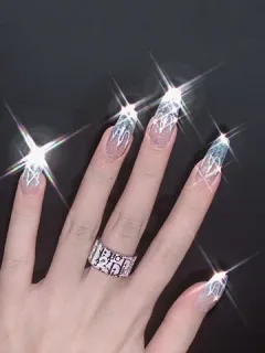 Silver Flame False Nails