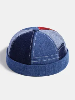 Men & Mujer Fashion Denim Patch Costura a cuadros Cráneo Gorras