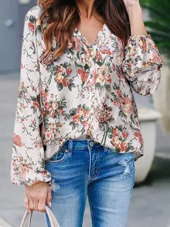 Blusa informal con estampado de flores