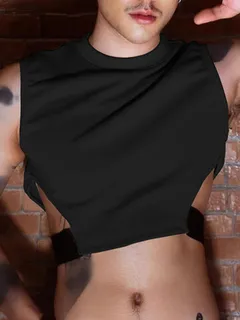 Camiseta sin mangas corta con dobladillo elástico en contraste