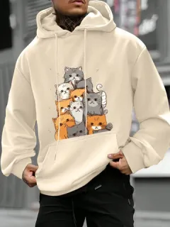 Sudaderas con capucha con estampado de dibujos animados lindo Gato