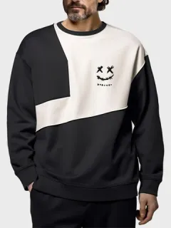 Sudaderas en contraste con estampado de sonrisa