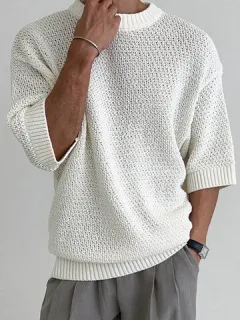 Camiseta Knit Hollow Crew Cuello