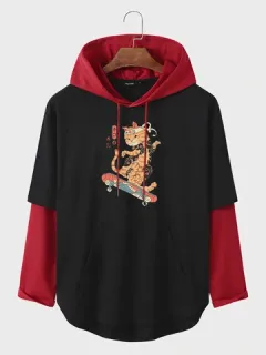 Sudaderas con capucha japonesas de dos piezas de imitación Gato