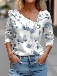 Blusa Acuarela Floral Irregular Cuello