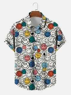 Camisas con estampado de cara de sonrisa de dibujos animados