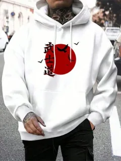 Sudaderas con capucha japonesas con estampado de sol rojo