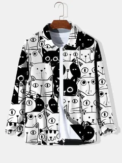 Camisas con estampado de dibujos animados Gato