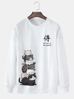 Sudaderas con estampado de personaje de gato