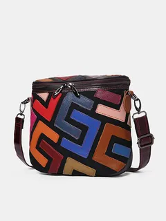 Crossbody Bag in Genuine Leather Patchwork Vintage Bag