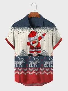 Camisas con estampado de alces de Papá Noel