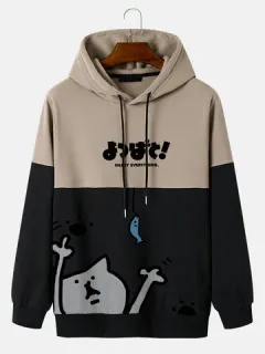 Sudaderas con capucha con estampado de gato y pez