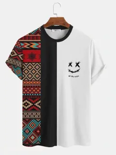 Camisetas étnicas con cara sonriente de dos tonos