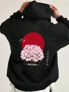 Sudaderas con capucha con estampado de flores de cerezo japonés