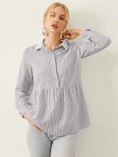 Striped Lace Panel Blouse Pattern