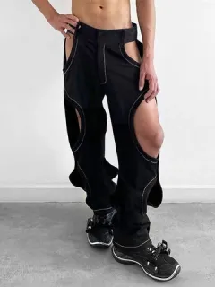 Mens Sexy Cutout Loose Pants