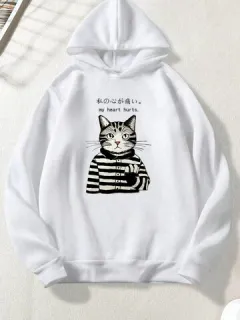 Sudaderas con capucha con estampado de figuras de dibujos animados Gato