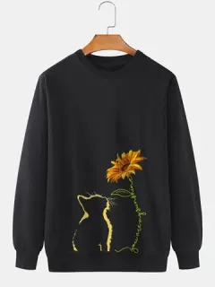 Sudaderas con estampado de girasol y gato